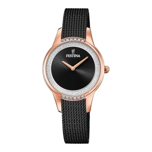 montre femme festina MADEMOISELLE acier doré noir