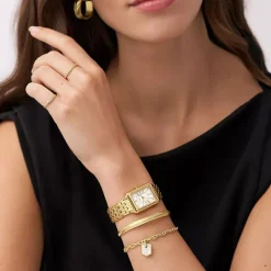 Montre Femme Fossil Raquel à trois aiguilles avec date, en acier inoxydable, doré ES5220