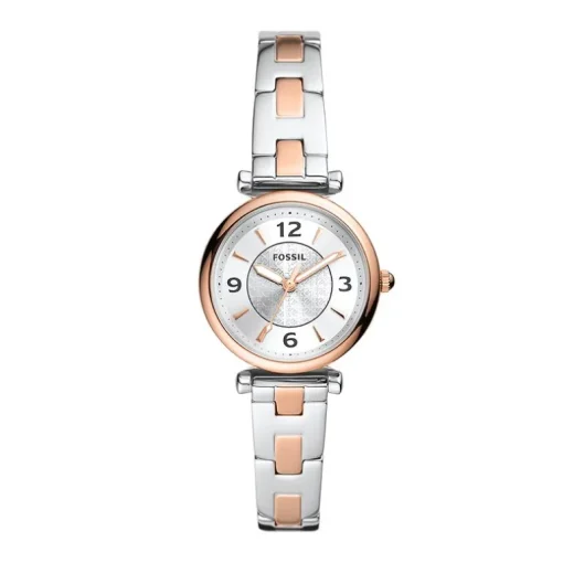 Montre Femme FOSSIL CARLIE Acier Argenté et Doré Rose