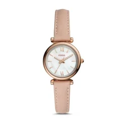 montre femme FOSSIL Carlie Mini cuir rose poudré