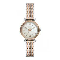 Montre Femme FOSSIL MINI CARLIE Acier Argenté et Doré Rose