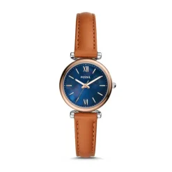 montre femme FOSSIL Mini Carlie cuir marron