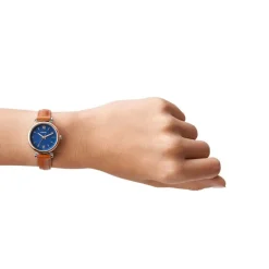 montre femme FOSSIL Mini Carlie cuir marron