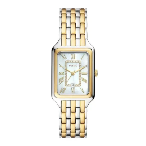 Montre Femme Fossil Raquel à trois aiguilles avec date, en acier inoxydable, bicolore ES5305