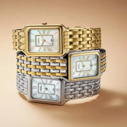 Montre Femme Fossil Raquel à trois aiguilles avec date, en acier inoxydable ES5306