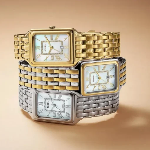Montre Femme Fossil Raquel à trois aiguilles avec date, en acier inoxydable, bicolore ES5305