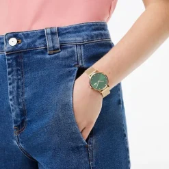 Montre Femme LACOSTE CROCORIGIN VERT Acier Doré