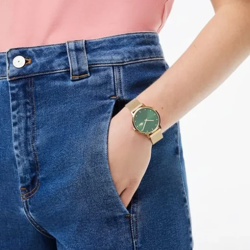Montre Femme LACOSTE CROCORIGIN VERT Acier Doré