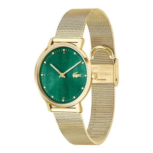 Montre Femme LACOSTE CROCORIGIN VERT Acier Doré
