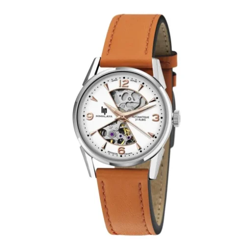 montre femme LIP Himalaya cuir orange