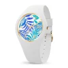 Montre Femme M ICE WATCH FLOWER TURQUOISE LEAVES Silicone Blanc
