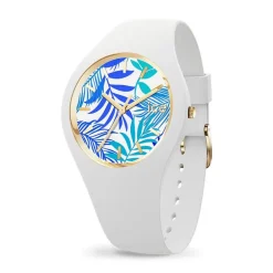 Montre Femme M ICE WATCH FLOWER TURQUOISE LEAVES Silicone Blanc