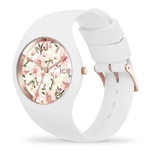 Montre Femme M ICE WATCH FLOWER WHITE SAGE Silicone Blanc