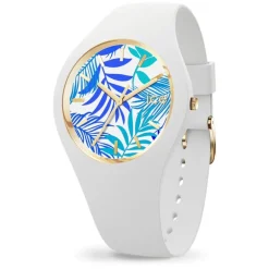 Montre Femme M ICE WATCH FLOWER TURQUOISE LEAVES Silicone Blanc