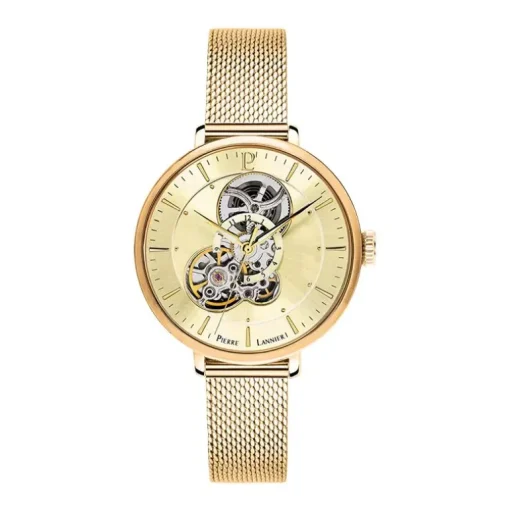 Montre Femme PIERRE LANNIER MELODIE Cadran Doré Bracelet Acier milanais Doré 349A502