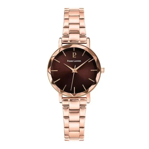 Montre Femme PIERRE LANNIER MULTIPLES Doré-rose Cadran Chocolat Bracelet Acier Doré-rose 14 MM 012P988