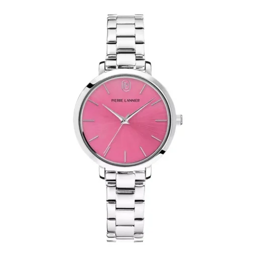 Montre Femme PIERRE LANNIER CHOUQUETTE Argenté Cadran Rose Bracelet Acier Argenté 078J659