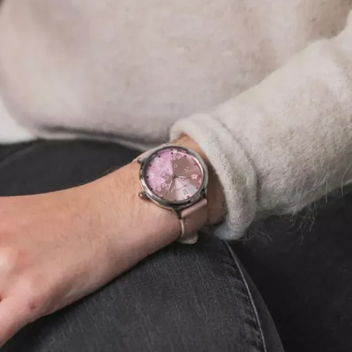 Montre Femme PIERRE LANNIER TALLIA Argenté Cadran Rose Bracelet Cuir Rose 062K655