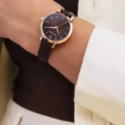 Montre Femme PIERRE LANNIER CHOUQUETTE Doré-rose Cadran Chocolat Bracelet Cuir Chocolat 038J530