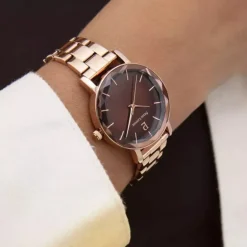 Montre Femme PIERRE LANNIER MULTIPLES Doré-rose Cadran Chocolat Bracelet Acier Doré-rose 14 MM 012P988