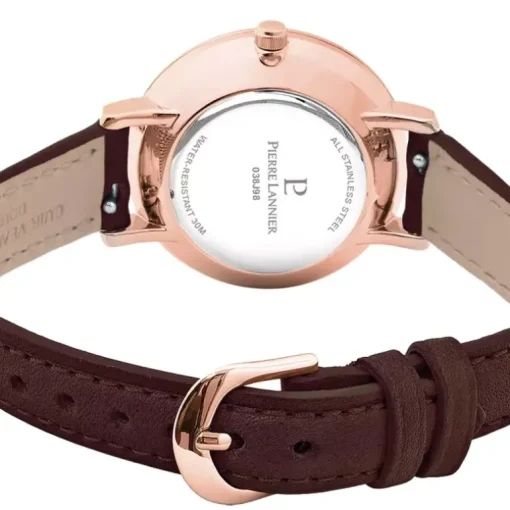 Montre Femme PIERRE LANNIER CHOUQUETTE Doré-rose Cadran Chocolat Bracelet Cuir Chocolat 038J530