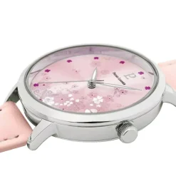 Montre Femme PIERRE LANNIER TALLIA Argenté Cadran Rose Bracelet Cuir Rose 062K655