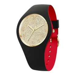 Montre Femme S ICE WATCH LOULOU BLACK GOLD GLITTER Silicone Noir et Rouge