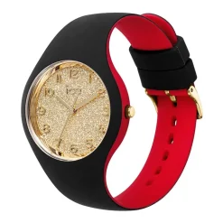 Montre Femme S ICE WATCH LOULOU BLACK GOLD GLITTER Silicone Noir et Rouge