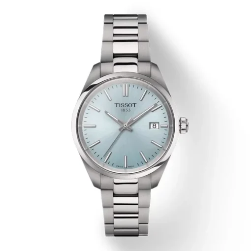 Montre femme Tissot PR 100 34mm acier argenté cadran bleu clair T1502101135100