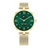 Montre Femme TOMMY HILFIGER ELLA VERT Acier Milanais Doré