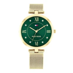 Montre Femme TOMMY HILFIGER ELLA VERT Acier Milanais Doré