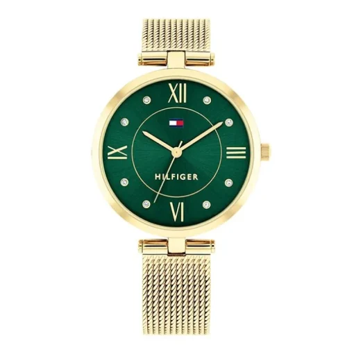 Montre Femme TOMMY HILFIGER ELLA VERT Acier Milanais Doré