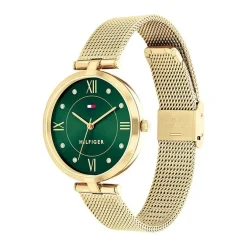 Montre Femme TOMMY HILFIGER ELLA VERT Acier Milanais Doré