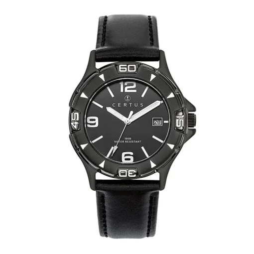 Montre Homme Analogique CERTUS Cuir Noir 611069