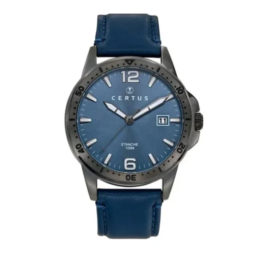 Montre Homme Analogique CERTUS Cuir Bleu 611175