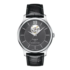 montre Homme automatique TISSOT T-Classic TRADITION POWERMATIC 80 OPEN HEART cuir noir