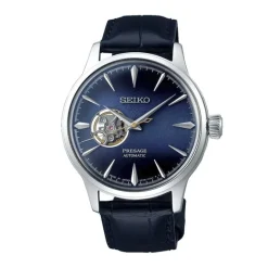 Montre Homme Automatique Coeur Ouvert SEIKO PRESAGE Cocktail Cuir Noir