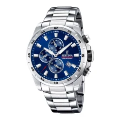 montre homme chronographe festina acier argenté