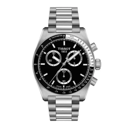 Montre homme chronographe Tissot PR516 acier argenté cadran noir T1494171105100