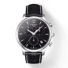 Montre homme chronographe Tissot tradition acier argenté cuir noir T0636171605700