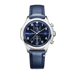 Montre Homme Chronographe EDEN PARK FRENCH FLAIR CLUB Cuir Bleu