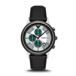Montre Homme Chronographe EMPORIO ARMANI RENATO Cuir Noir