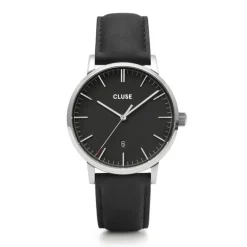 Montre Homme Cluse Aravis leather silver black