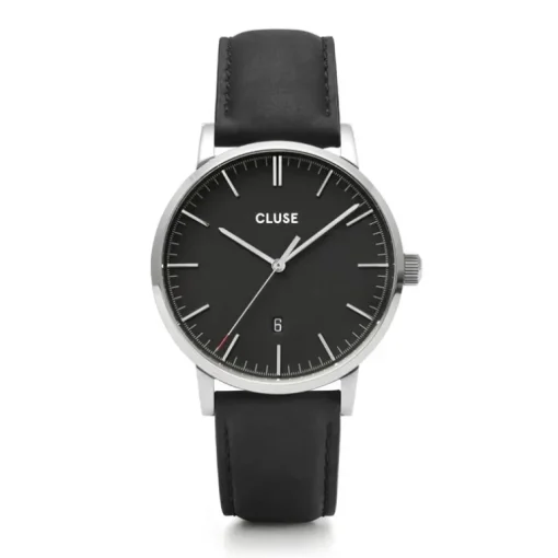 Montre Homme Cluse Aravis leather silver black