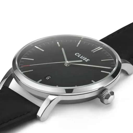 Montre Homme Cluse Aravis leather silver black