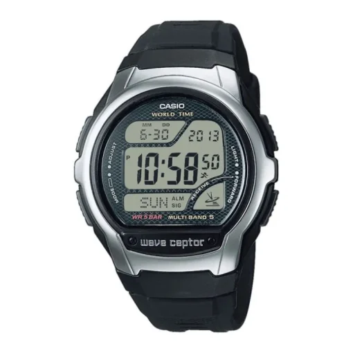 montre homme digitale CASIO WOLRD TIME silicone noir WV-58R-1AEF