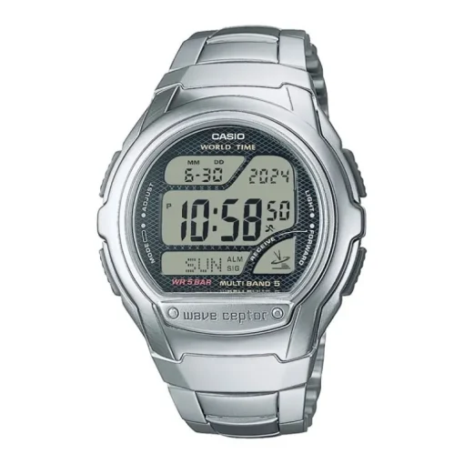 Montre Homme digitale CASIO WOLRD TIME acier argenté WV-58RD-1AEF