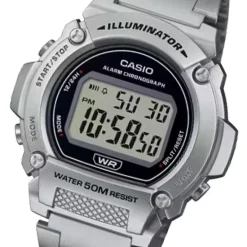 Montre Homme Digitale CASIO TIMELESS Acier Inoxydable W-219HD-1AVEF