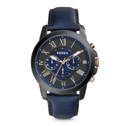 Montre homme FOSSIL GRANT chronographe Cuir Bleu