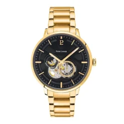 Montre Homme PIERRE LANNIER TRIO Cadran Noir Bracelet Acier Doré 333D032